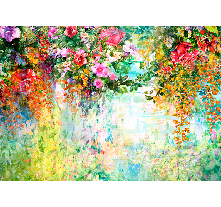 Flowers wall mural floral blossom pattern - TenStickers