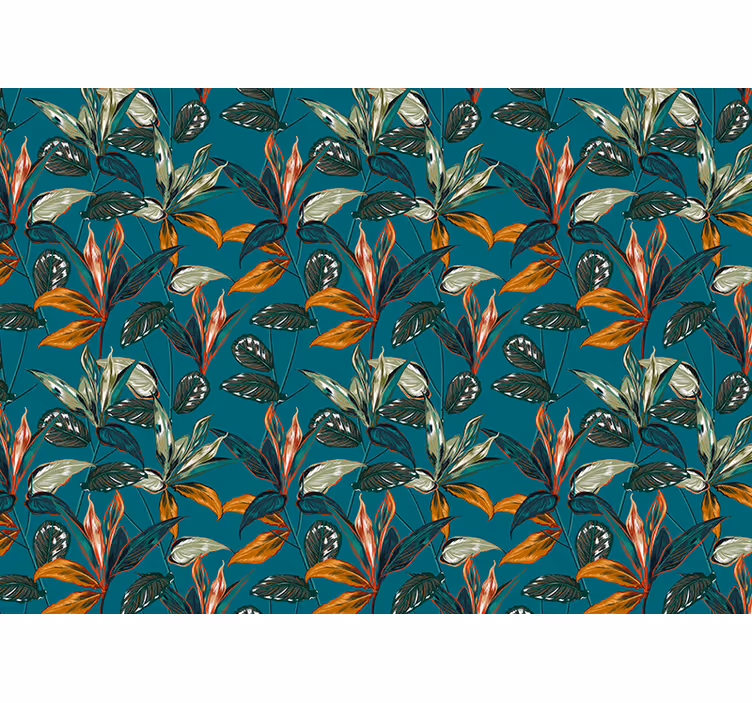Flowers wall mural exotic leaf arrangement - TenStickers
