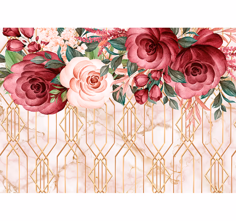 Rose Geometric Fusion flowers wall mural - TenStickers