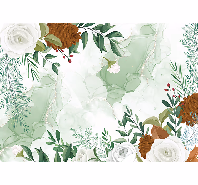 Flowers wall mural elegant floral design - TenStickers