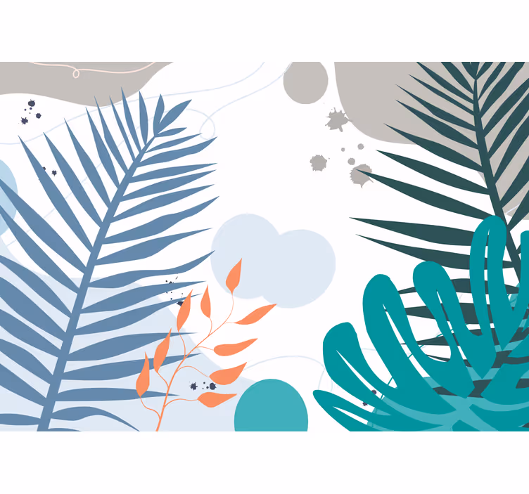 Nature wall mural stylized leaf designs - TenStickers