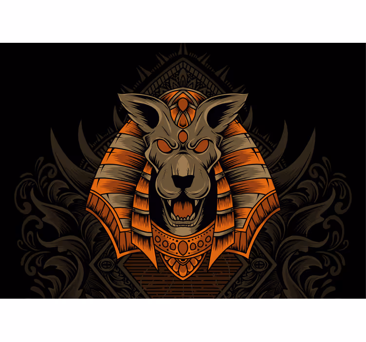 Wall mural lion fierce egyptian warrior - TenStickers