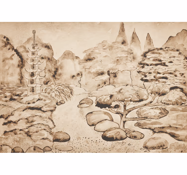 Nature wall mural serene landscape scene - TenStickers