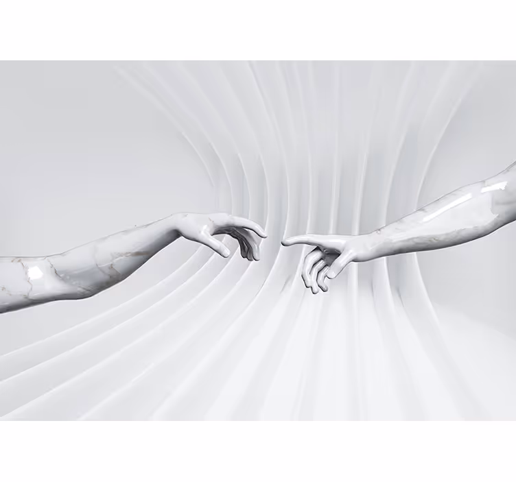Marble hands touch wall mural painting - TenStickers