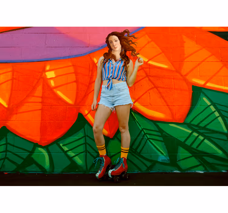 Urban art wall mural bold roller skater - TenStickers