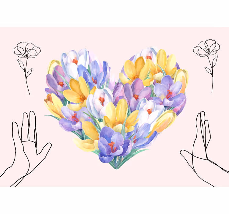 Flowers wall mural heart shaped bouquet - TenStickers