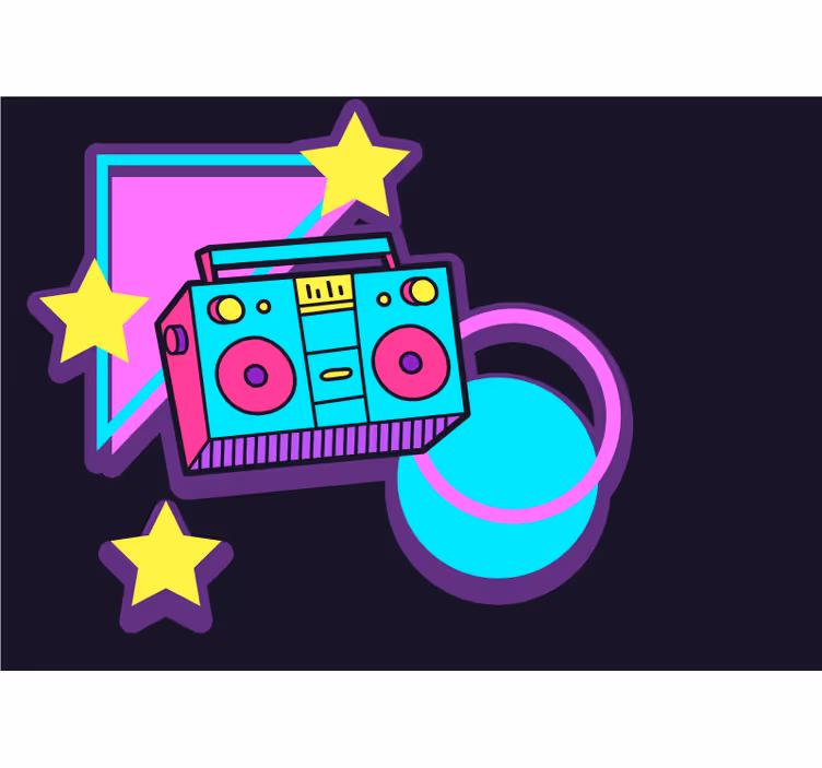 Wall mural music retro boombox design - TenStickers