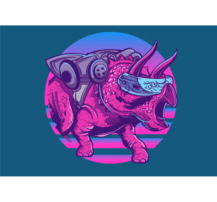 Wall mural animals futuristic triceratops design - TenStickers
