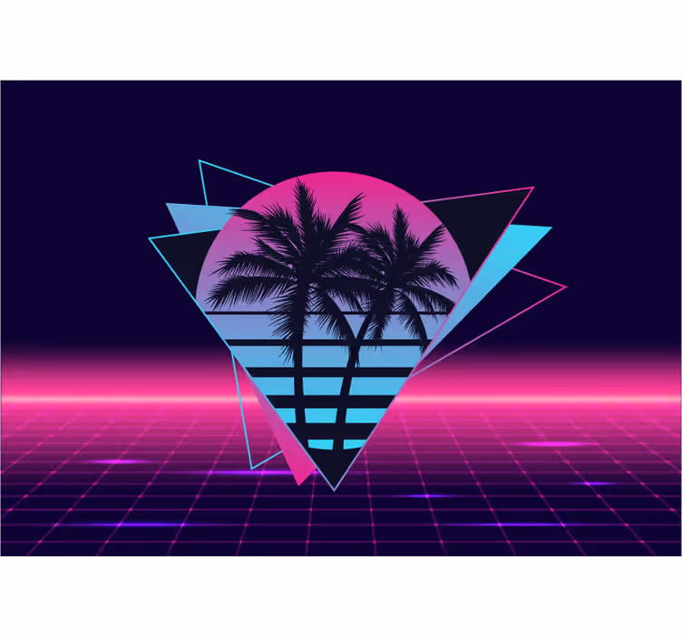 Wall mural text retro palm geometry - TenStickers