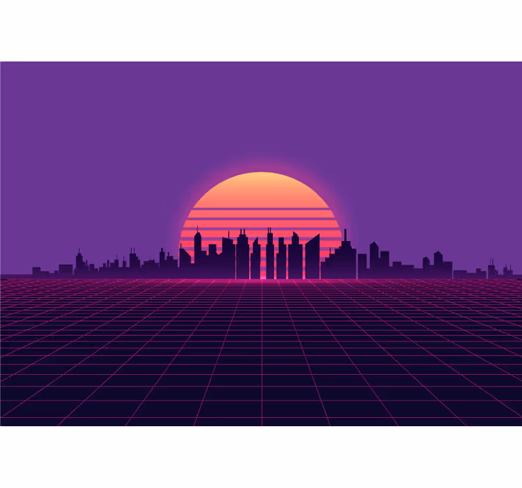 Wall mural city sunset cityscape silhouette - TenStickers