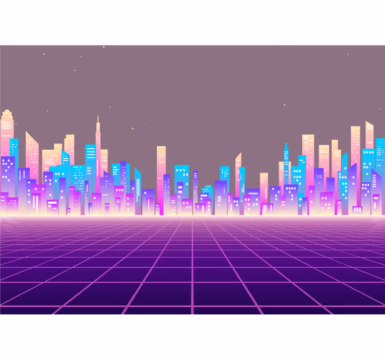 Wall mural city futuristic urban skyline - TenStickers