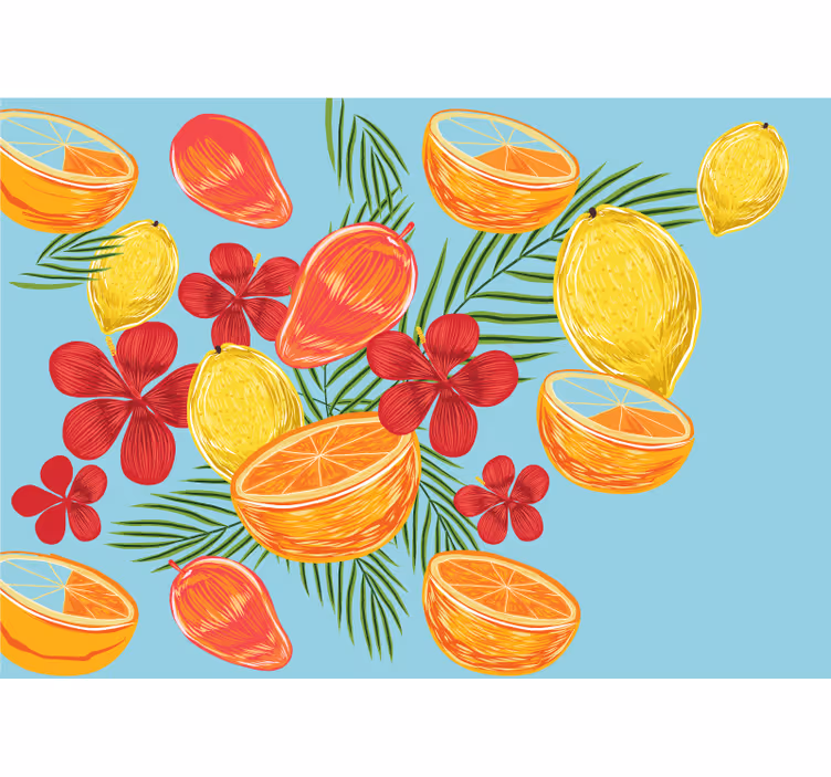 Flowers wall mural tropical fruit display - TenStickers