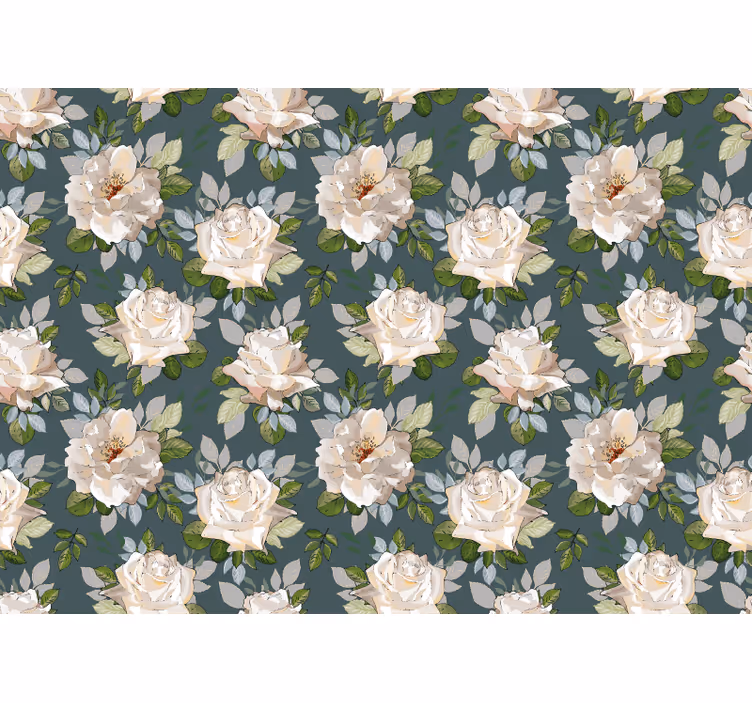 Flowers wall mural rose floral design - TenStickers