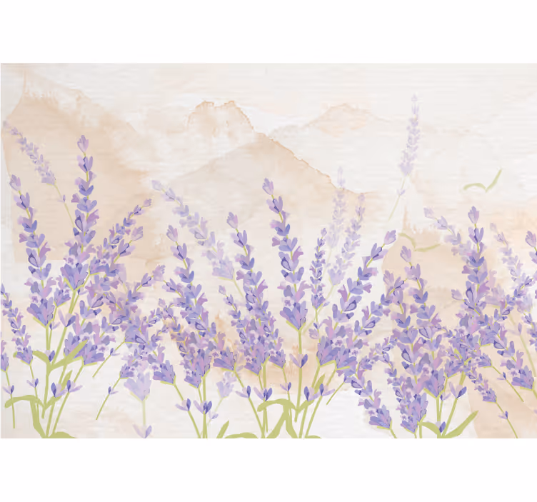 Lavender Fields Scene flowers wall mural - TenStickers