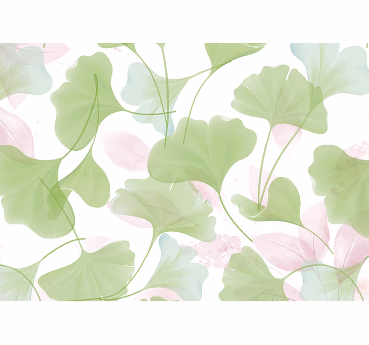 Flowers wall mural ginkgo leaf pattern - TenStickers