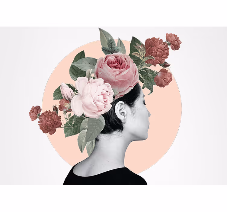 Flowers wall mural floral hair decoration - TenStickers