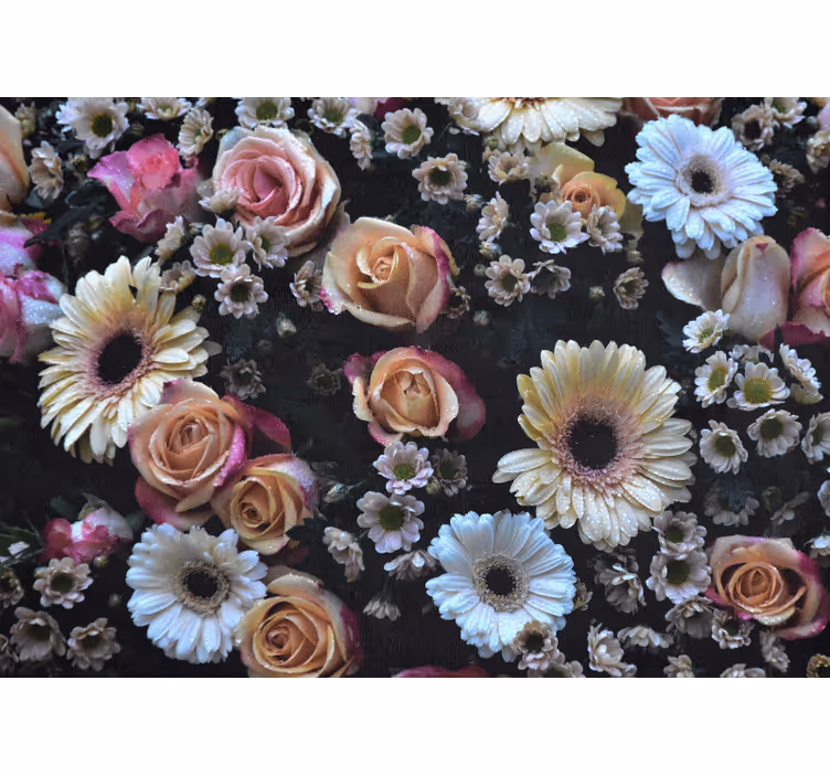 Flowers wall mural roses and daisies - TenStickers