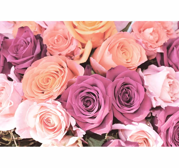 Flowers wall mural rose bouquet closeup - TenStickers