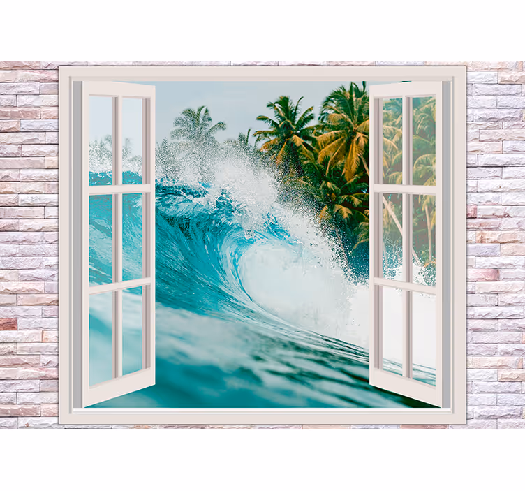 Sea wall mural ocean wave perspective - TenStickers