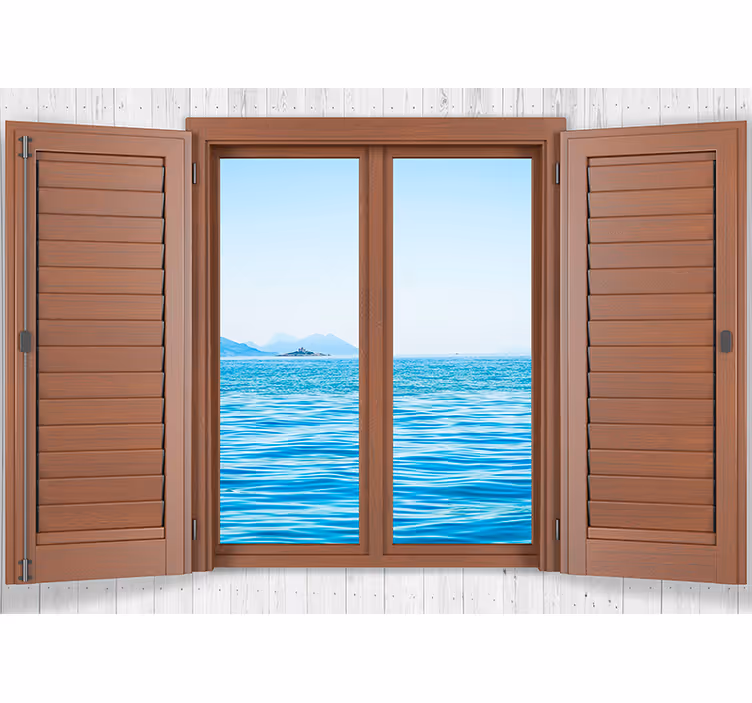 Tranquil window view sea wall mural - TenStickers