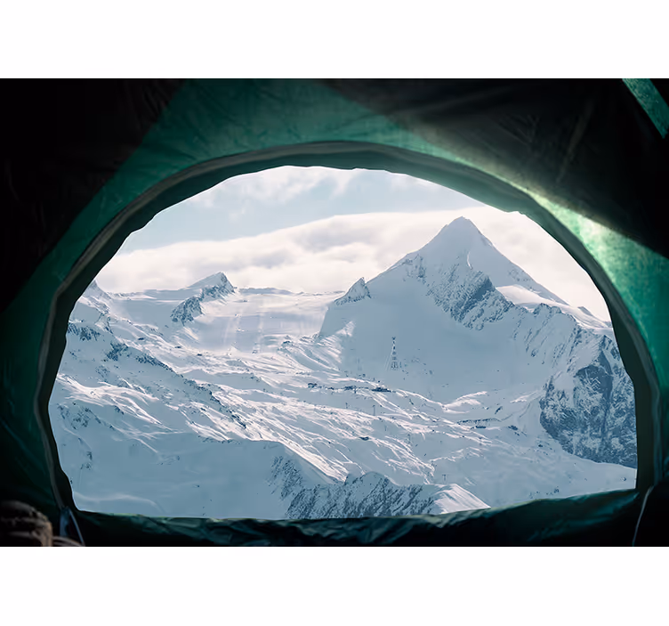 Mountain wall mural majestic snow peaks - TenStickers