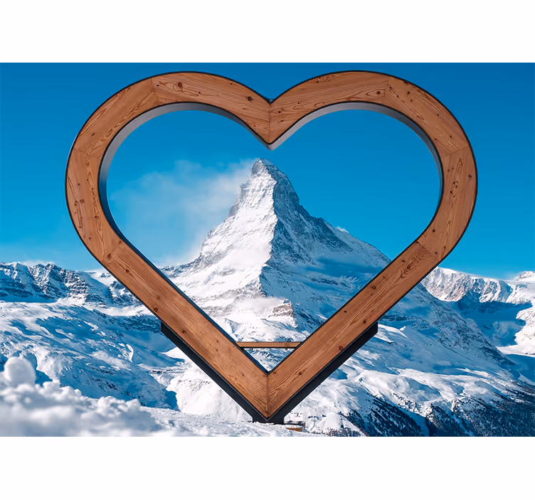 Love wall mural heart-shaped mountain view - TenStickers