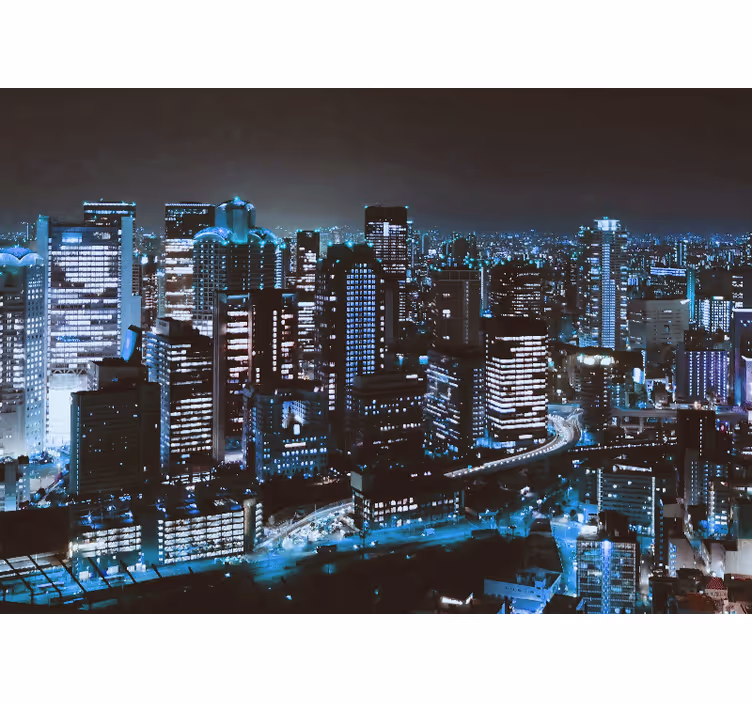 Night view landscape living room wall mural - TenStickers