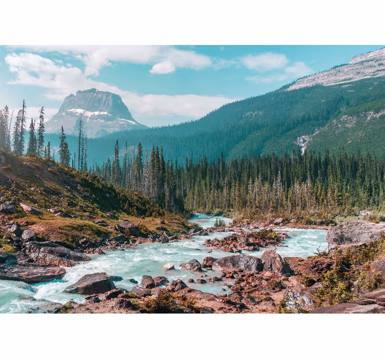 Landscape wall mural verdant mountain stream - TenStickers