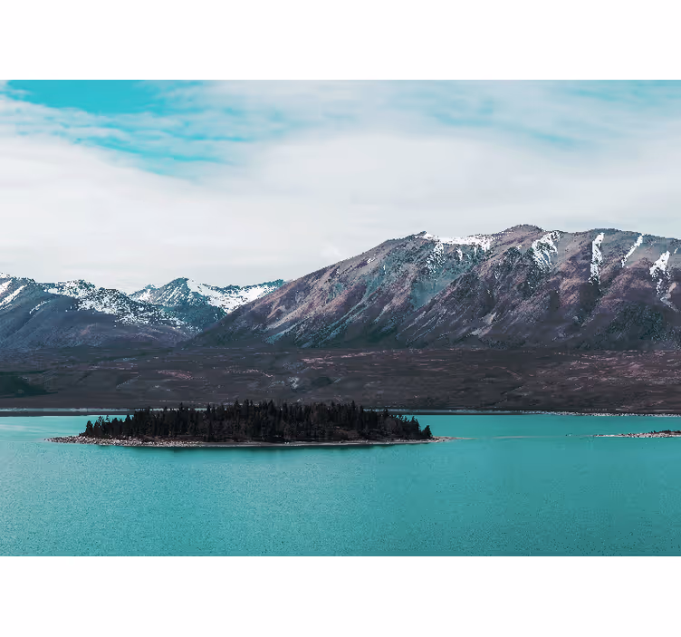 Landscape wall mural mountain lake island - TenStickers