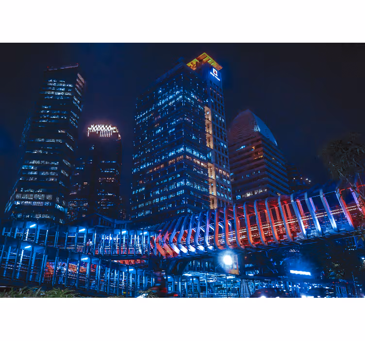 Wall mural city modern cityscape at night - TenStickers