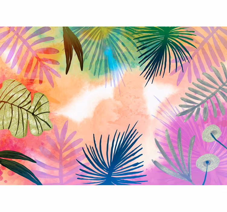 Nature wall mural tropical leaf patterns - TenStickers