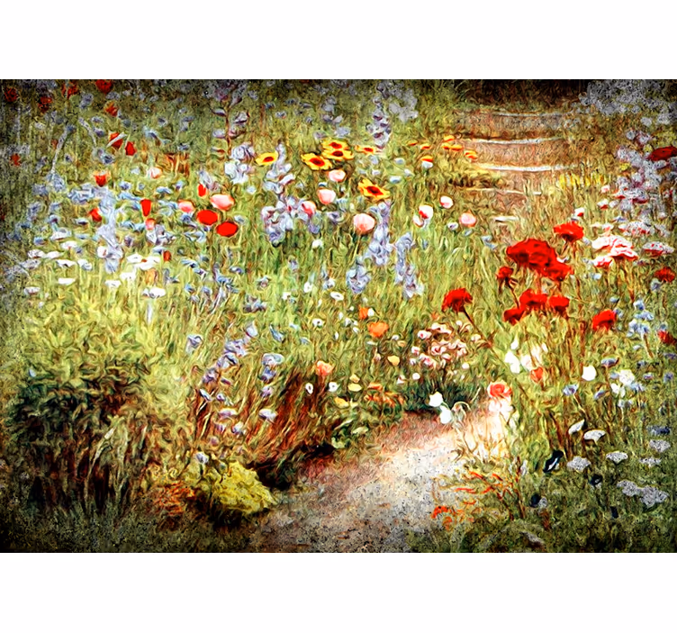 Flowers wall mural flower pathway scene - TenStickers