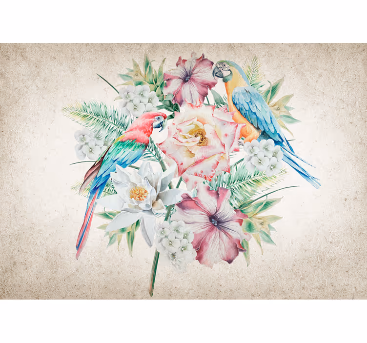 Wall mural animals colorful tropical birds - TenStickers