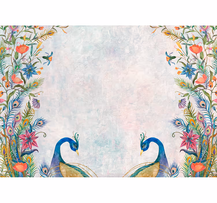 Wall mural home office elegant peacocks embrace - TenStickers