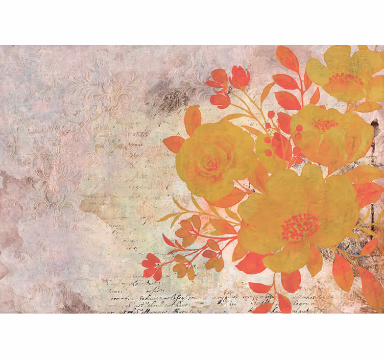 Flowers wall mural yellow floral design - TenStickers