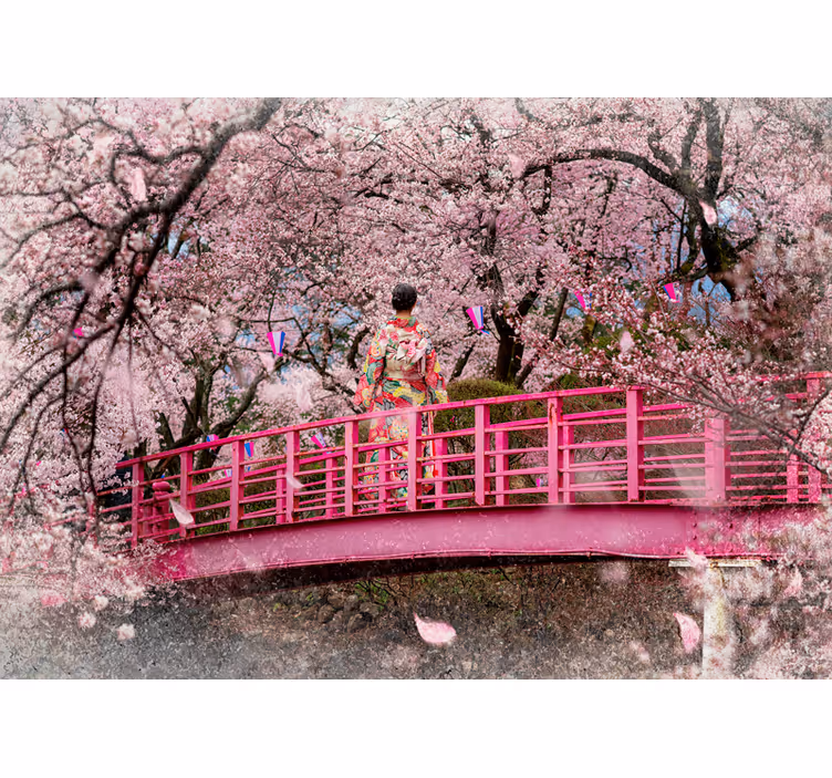 Flowers wall mural cherry blossom scene - TenStickers