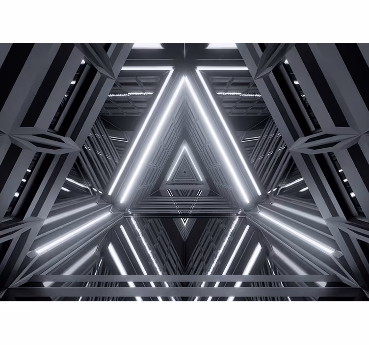 Abstract mural wallpaper with triangular glow design - TenStickers