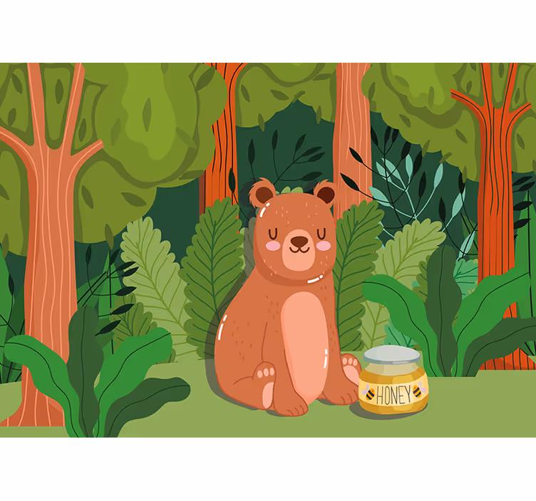 Childrens bedroom wall mural adorable bear art - TenStickers