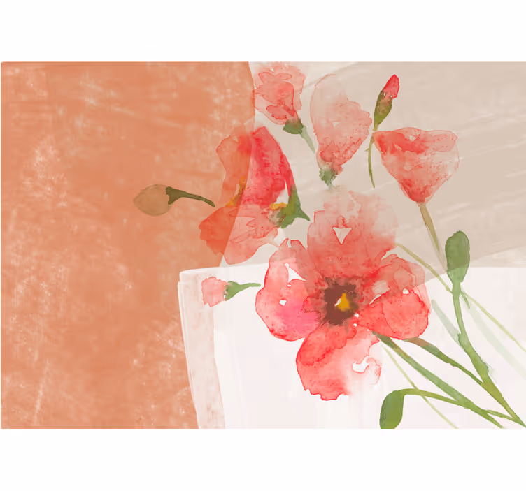 Flowers wall mural floral watercolor design - TenStickers