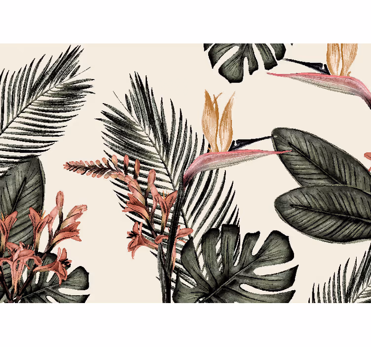 Flowers wall mural exotic bird paradise - TenStickers