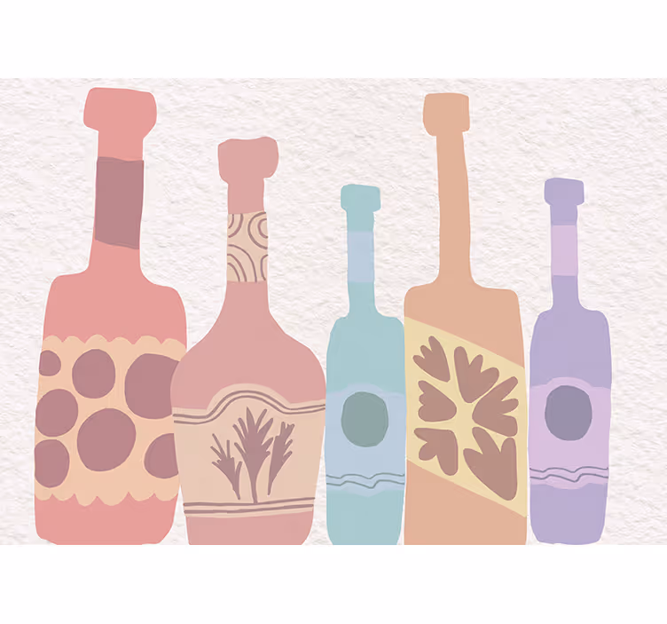 Wall mural painting of stylized bottle collection - TenStickers
