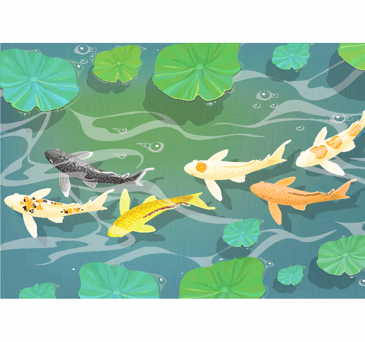 Wall mural animals koi fish pond decor - TenStickers