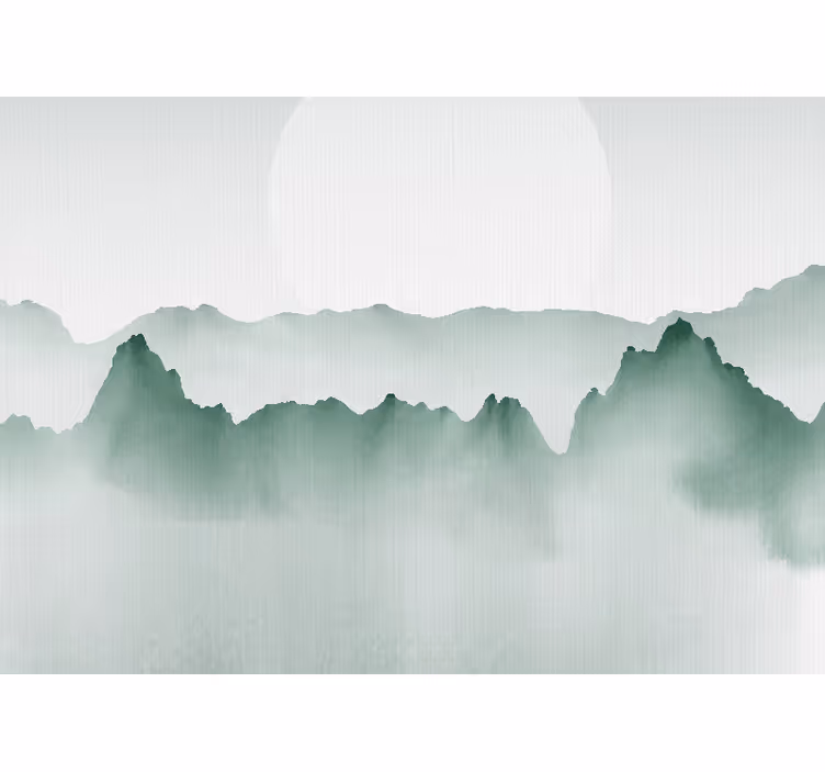 Nature wall mural mountain silhouette scene - TenStickers
