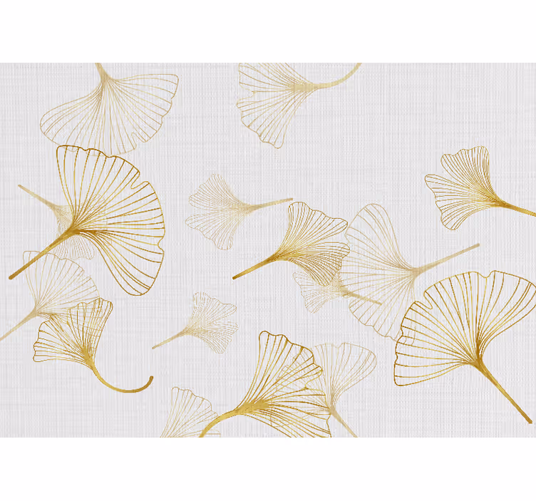 Flowers wall mural with ginkgo leaf patterns - TenStickers