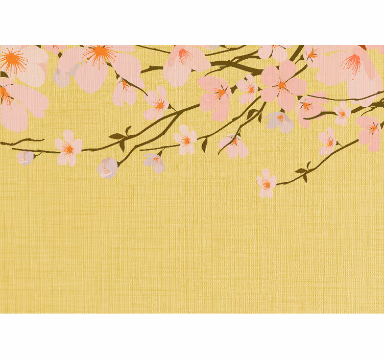 Flowers wall mural blossoming cherry branches - TenStickers