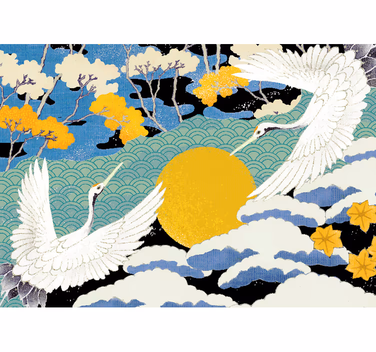 Cranes and Sun nature wall mural - TenStickers