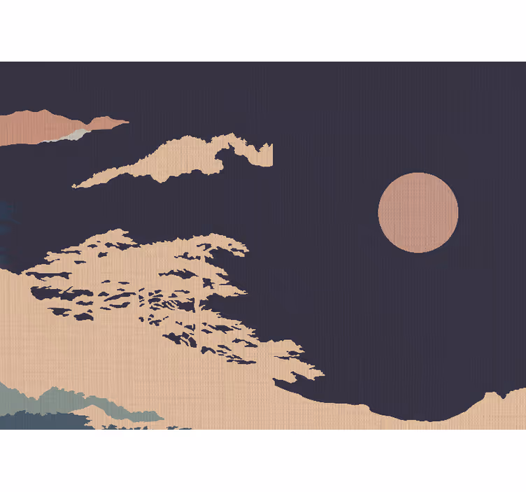 Nature wall mural tranquil moonlit landscape - TenStickers