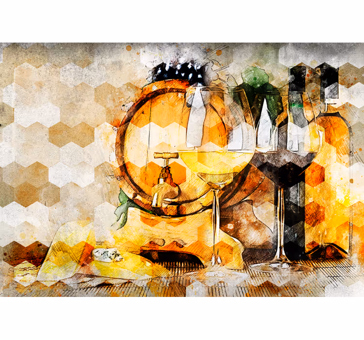 Wall mural music wine barrel artwork - TenStickers
