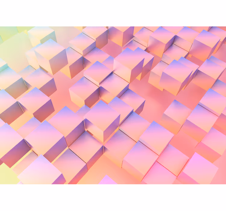 Abstract mural wallpaper floating cube design - TenStickers