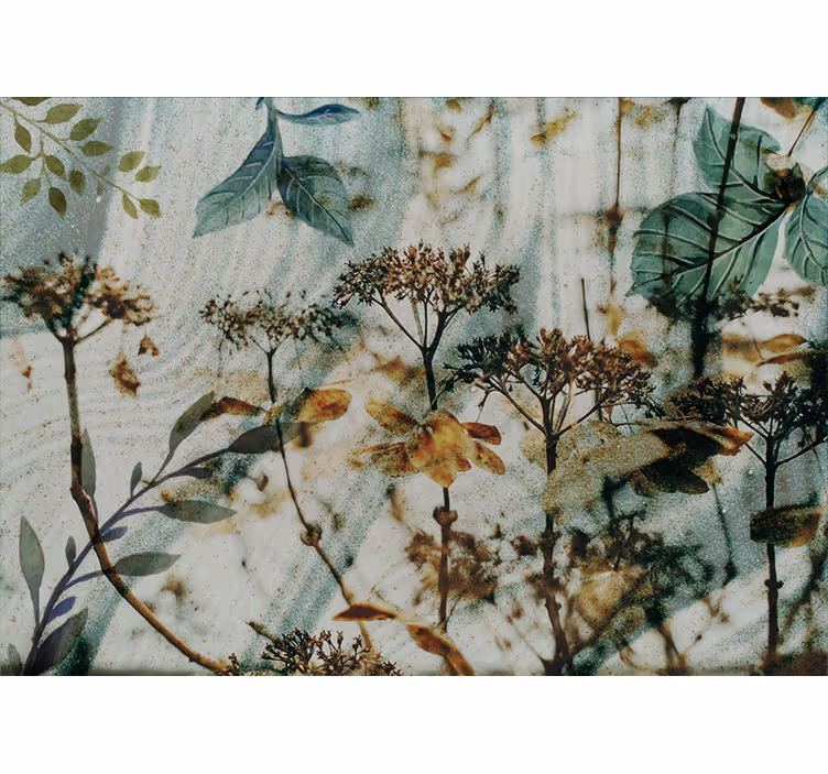 Flowers wall mural floral leaf design - TenStickers